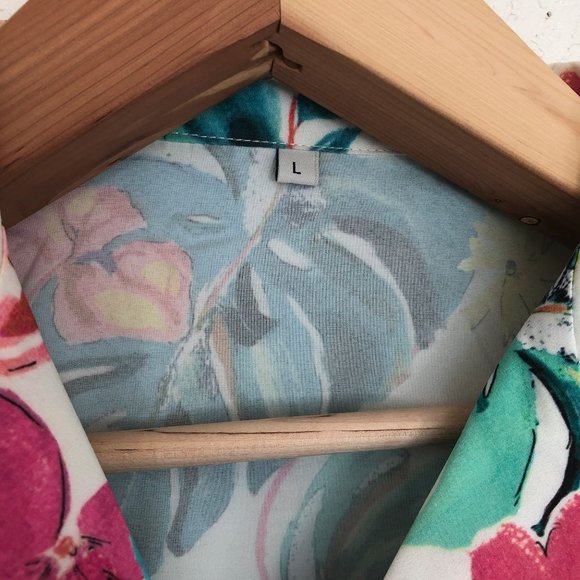 Shein Resort Button Front Tropical & Floral Blouse - Picture 3 of 6